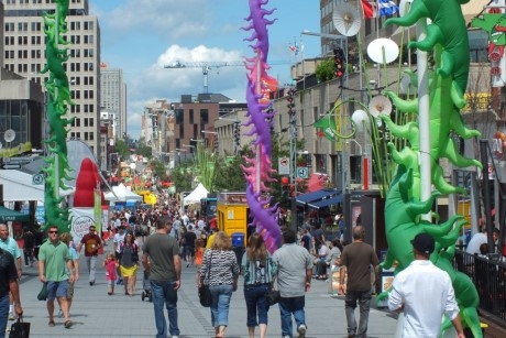 Montreal's Festival City area during the Just for Laughs comedy festival